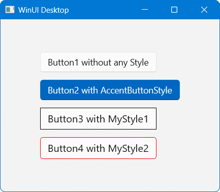 WinUI Button Styles example