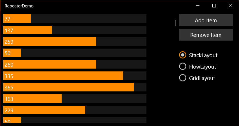 Repeater using StackLayout
