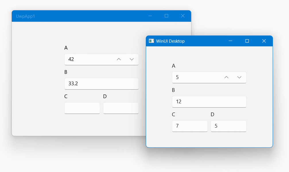 WinUI and UWP NumberBox screenshot