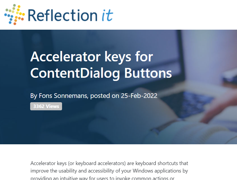 Accelerator keys for ContentDialog Buttons Reflection IT